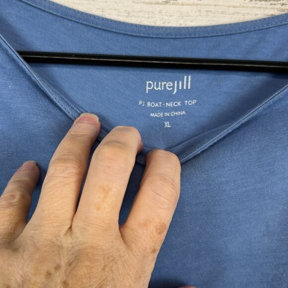 J. Jill Purejill Asymmetrical Hem Boat Neck Tee T-Shirt Women’s Size XL - Picture 4 of 6